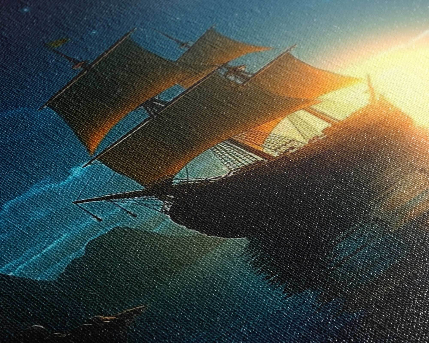 Gothic Pirate Ghost Ship, Framed Canvas Print, Fantasy Wall Art, Wall Decor, Pirate Wal Art, Gift For Him, Kid's Room Art - 8x12 Inches / Gallery Wrap Canvas - Ready To Hang