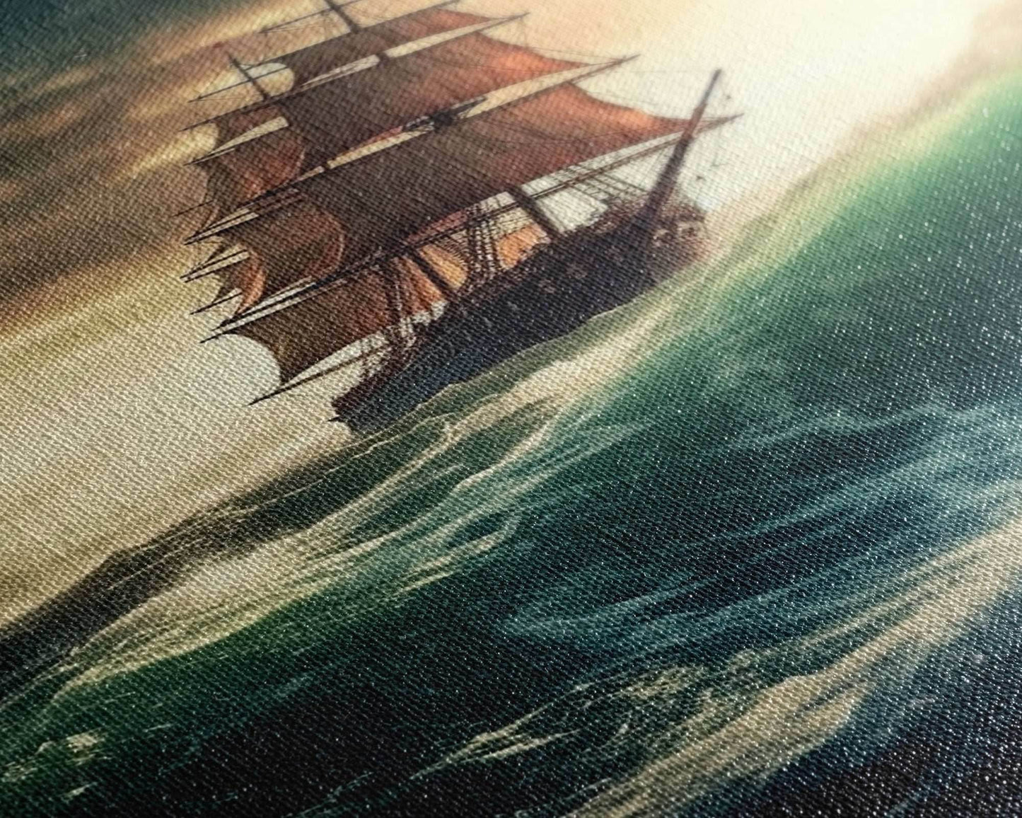 Haunted Pirate Ghost Ship On Rough Seas, Framed Canvas Print, Fantasy Wall Art, Wall Decor, Pirate Wal Art, Gift For Him, Kid's Room - 8x12 Inches / Gallery Wrap Canvas - Ready To Hang