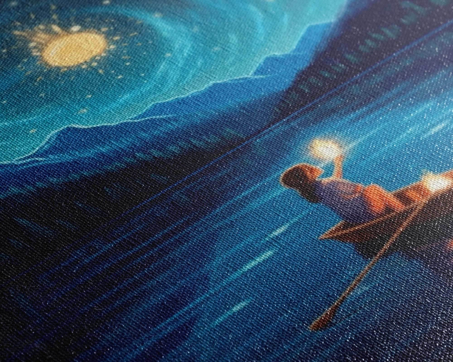 Starry Night, Girl Wizard Lights Up The Night Sky, Fantasy Art, Framed Canvas Print, Fantasy Painting Print, Original Art - 8x12 Inches / Gallery Wrap Canvas - Ready To Hang