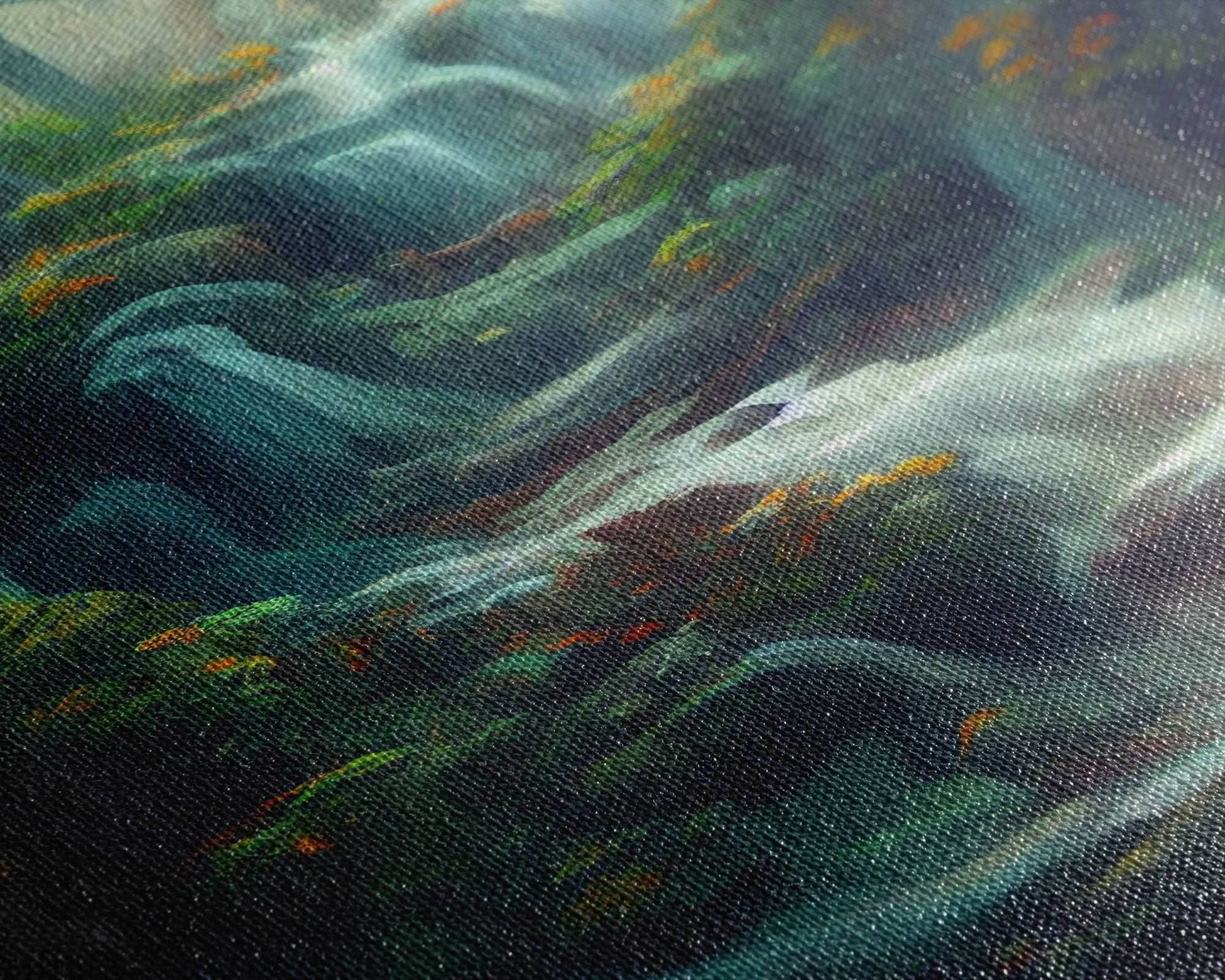 Waterfall painting canvas print, fantasy wall art, watercolor print, high fantasy, nature landscape wall art for living room - 8x12 Inches / Gallery Wrap Canvas - Ready To Hang