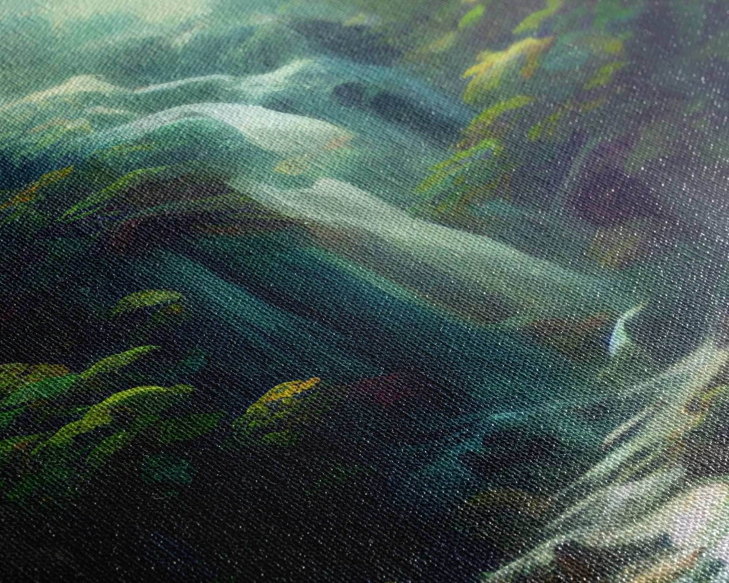 Waterfall canvas print, fantasy wall art, watercolor print, high fantasy, nature landscape living room wall art - 8x12 Inches / Gallery Wrap Canvas - Ready To Hang