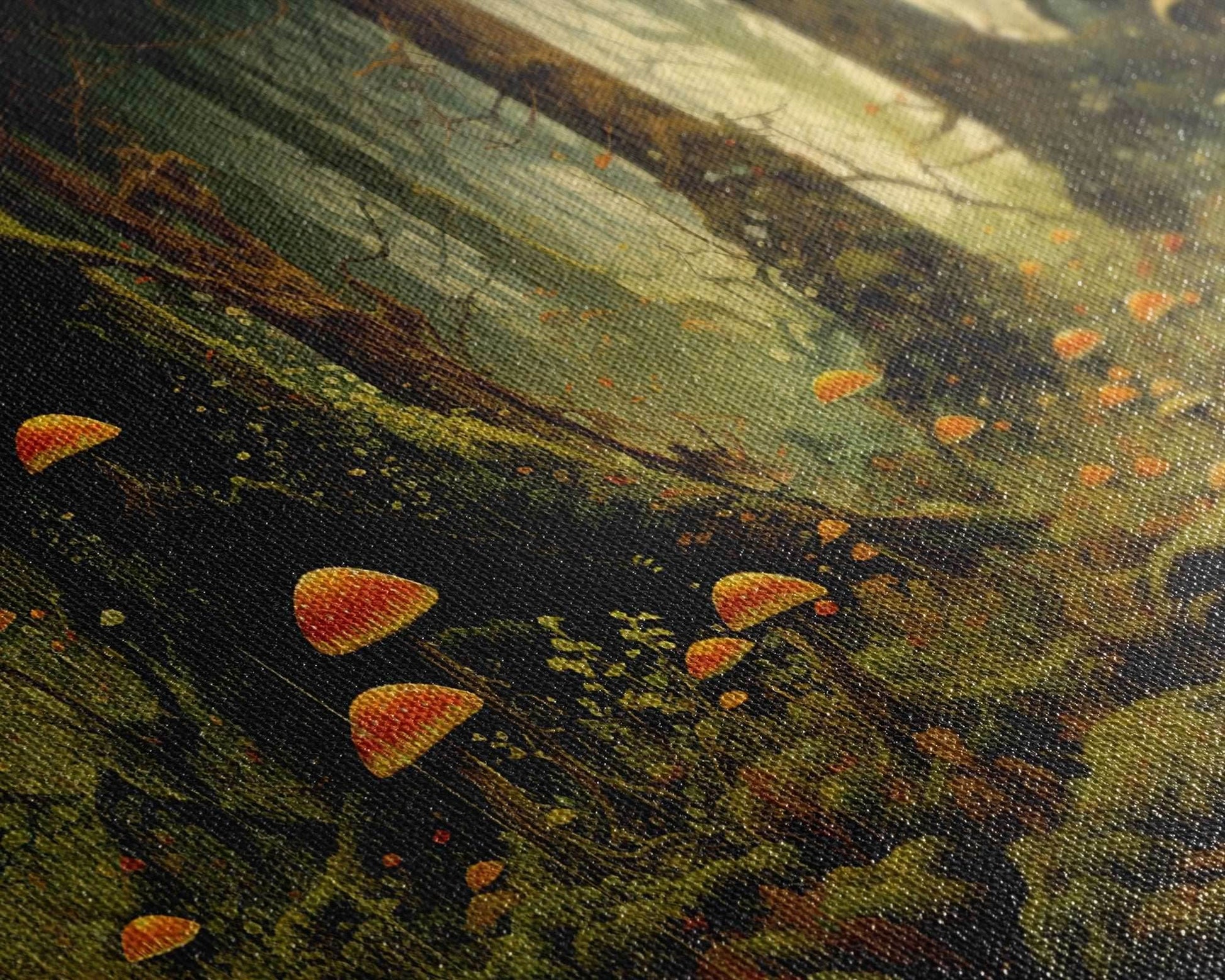 Mushroom Wall Art, Fantasy Forest, Tree Art, Enchanted Forest, Panoramic Art, Wall Art, Canvas Art, Landscape Art, Game Room Decor, Prints - 10x20 Inches / Gallery Wrap Canvas - Ready To Hang