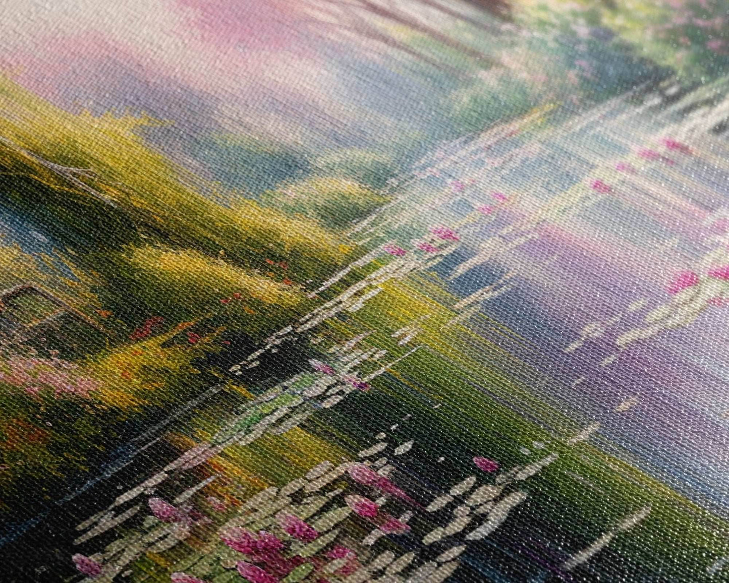 Fantasy Art, Lake Wall Print, Water Lilies Wall Art, Trees Wall Art, Panoramic Art, Wall Art, Canvas Art, Landscape Art, Long Wall Art - 10x20 Inches / Gallery Wrap Canvas - Ready To Hang