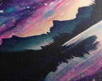 Fantasy Starry Night Magical Forest Landscape, 3 Piece Wall Art, Ready To Hang Canvas Print, Cool Unique Living Room Wall Art Decor - 8x12 In. - 3 Pieces / Stretched Canvas