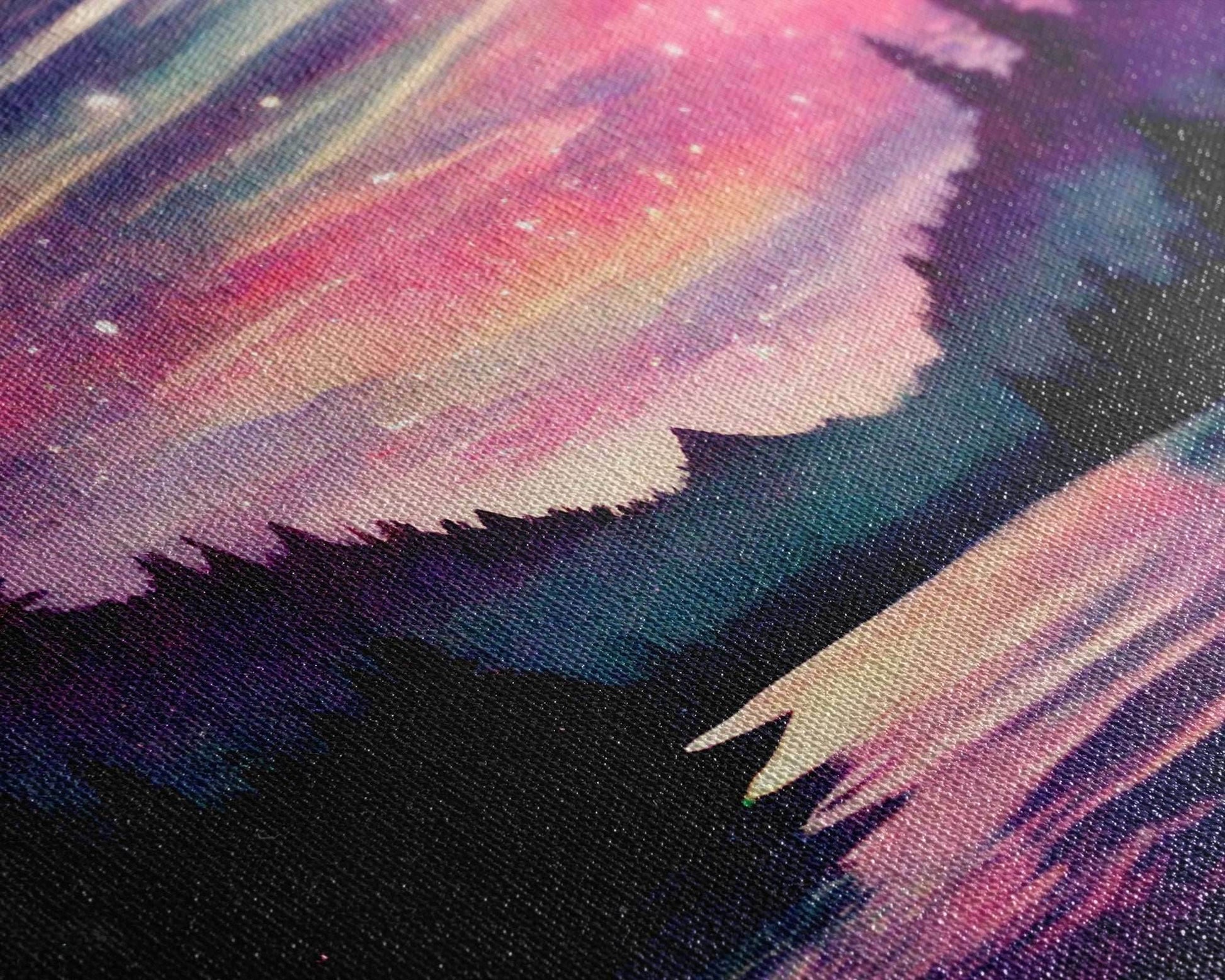 Starry Night Magical Forest Fantasy Landscape, 3 Piece Wall Art, Ready To Hang Canvas Print, Cool Living Room Wall Art Decor - 8x12 In. - 3 Pieces / Stretched Canvas