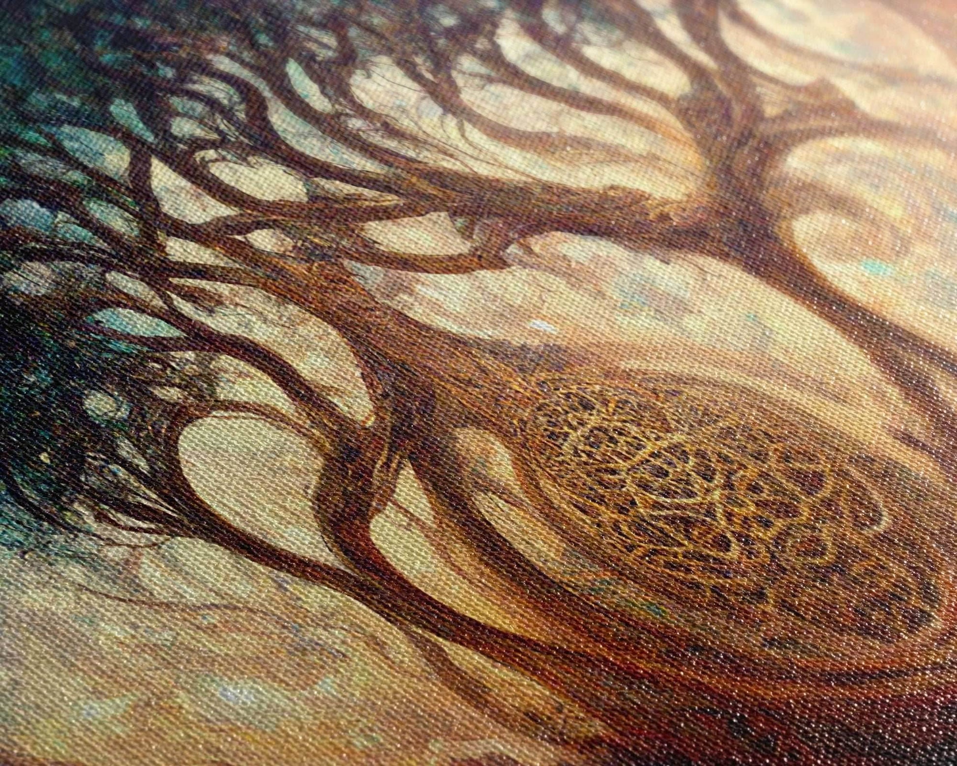 Yggdrasil Tree of Life, Nordic Viking Fantasy Art, Ready To Hang Canvas Print, Cool Living Room Wall Art Decor - 8x12 In. - 3 Pieces / Stretched Canvas