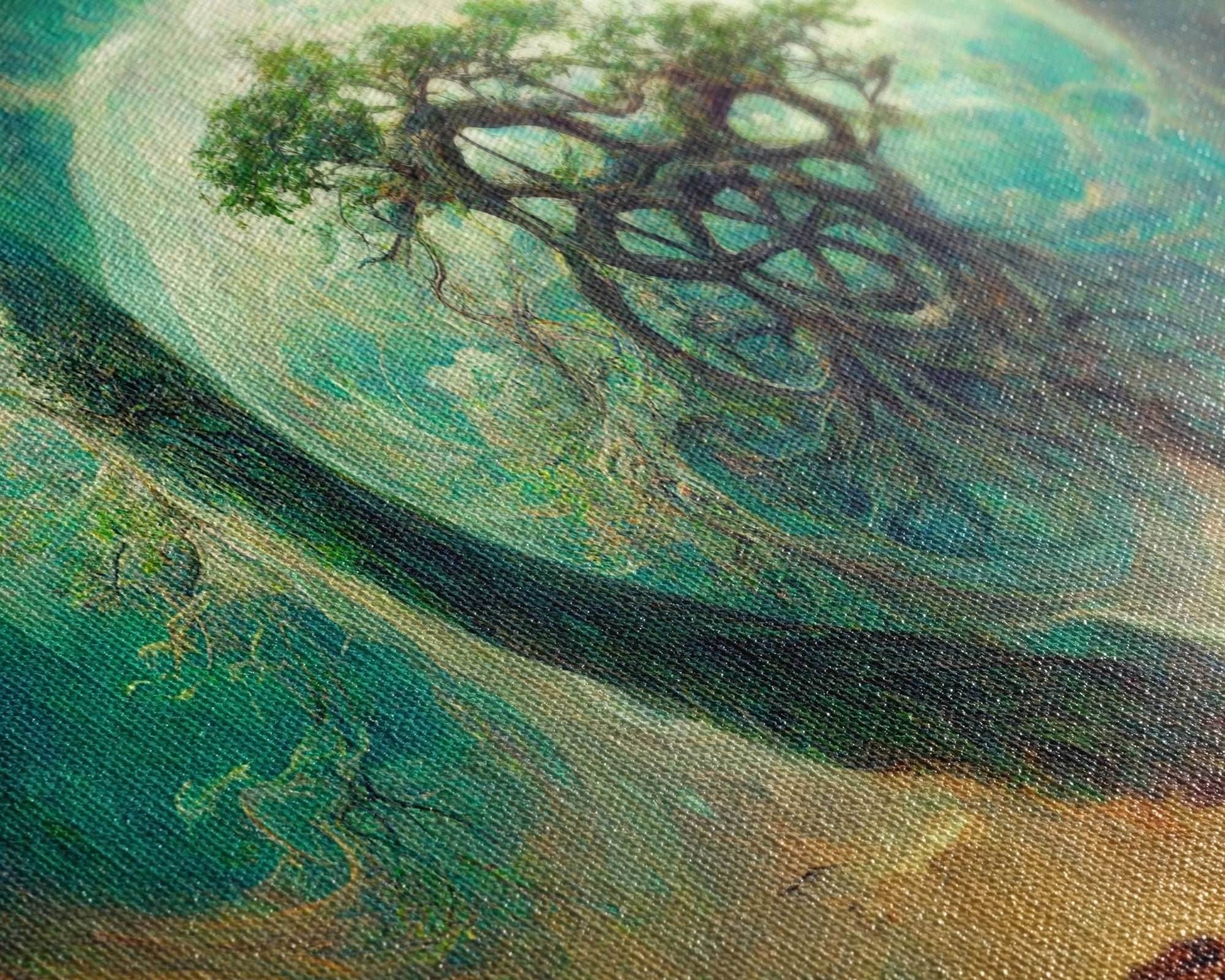 Tree Of Life, Abstract Trees Roots Nature Green Fine Art Print, Wall Art Print, Wall Décor, Wall Poster, Fantasy Art - 10x30 Inches / Gallery Wrap Canvas - Ready To Hang