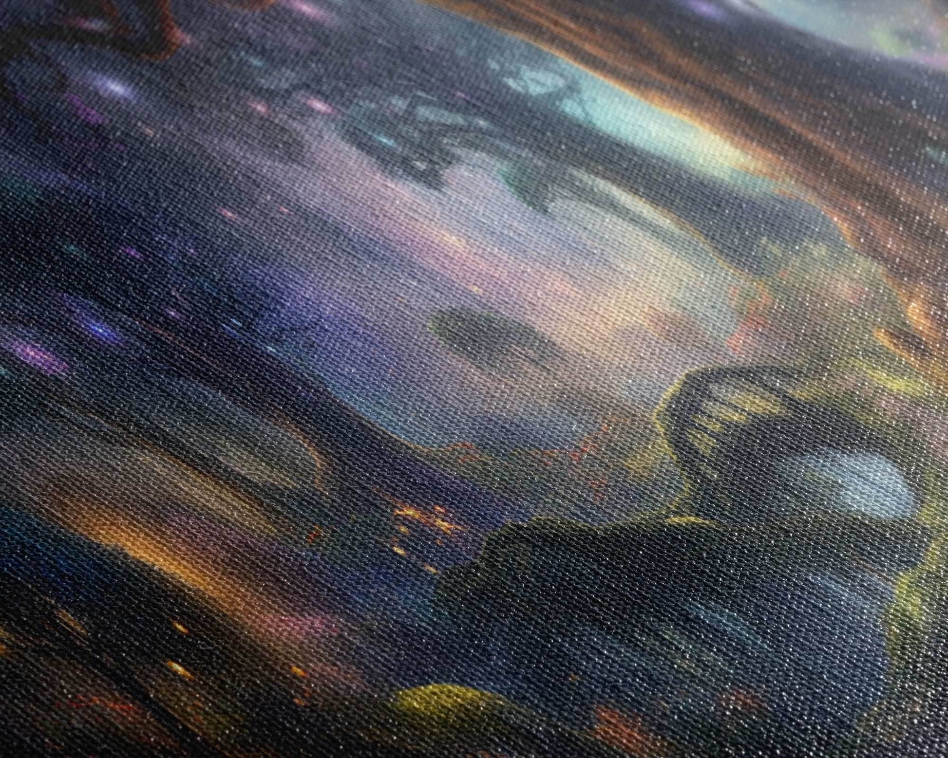 Spiritual Fantasy Forest Wall Art Print, Lanterns and Glowing Trees and Rivers, Fantasy Painting, Living Room Wall Art - 10x30 Inches / Gallery Wrap Canvas - Ready To Hang