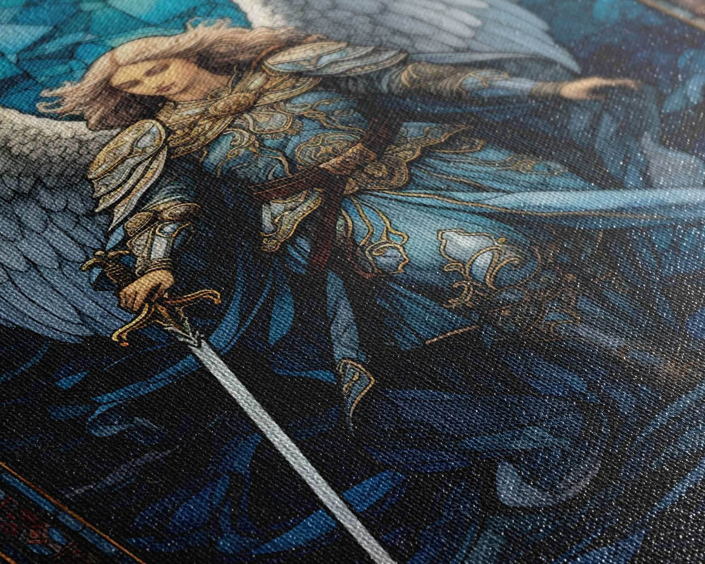 Angel, Angel Warrior, Fantasy Art, Canvas Print, Wall Hanging, Portrait Art, Stained Glass Art, Christian Wall Decor, Country Wall Art - 8x12 Inches / Gallery Wrap Canvas - Ready To Hang