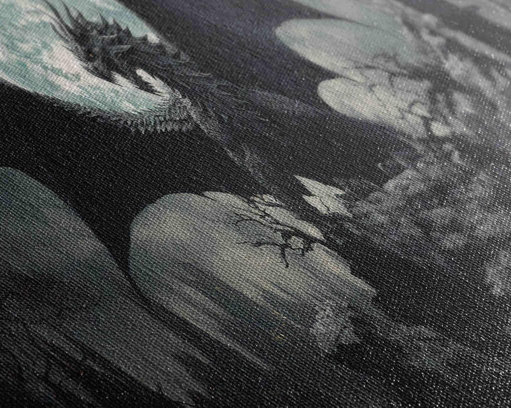 The Dragon, Framed Canvas Print, Panoramic Fantasy Painting, Fantasy Decor, Dragon Art, Dragon Painting, Dragon art print - 10x30 Inches / Gallery Wrap Canvas - Ready To Hang