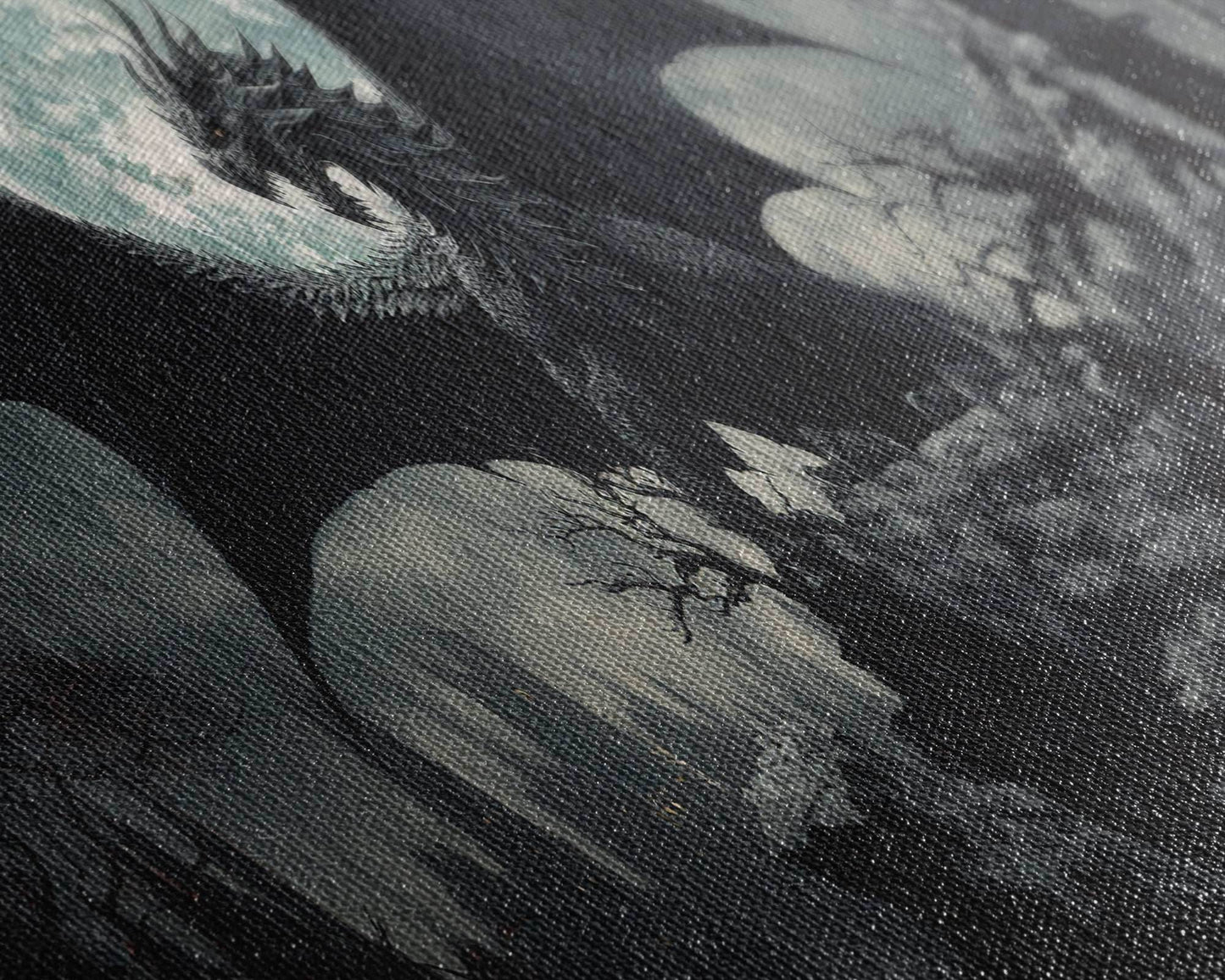 The Dragon, Framed Canvas Print, Panoramic Fantasy Painting, Fantasy Decor, Dragon Art, Dragon Painting, Dragon art print - 10x30 Inches / Gallery Wrap Canvas - Ready To Hang