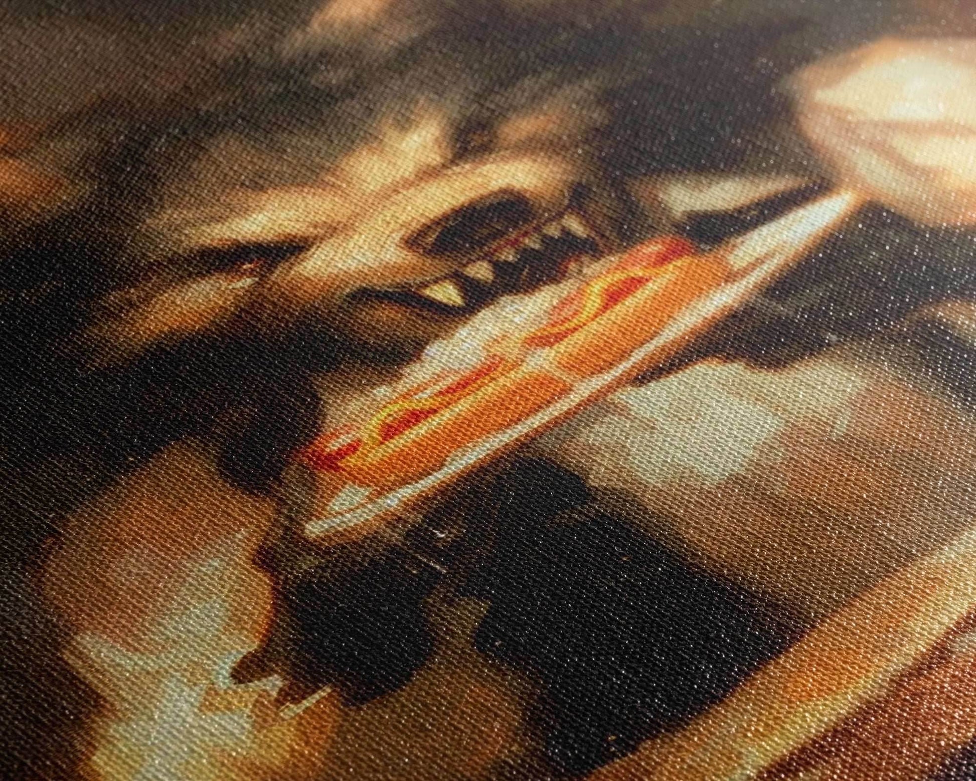 Halloween Werewolf Eating Hotdog, Framed Canvas Print, Wall Art, Spooky Artwork, Fantasy Decor, Halloween Decor, Whimsical Funny Halloween - 8x12 Inches / Gallery Wrap Canvas - Ready To Hang