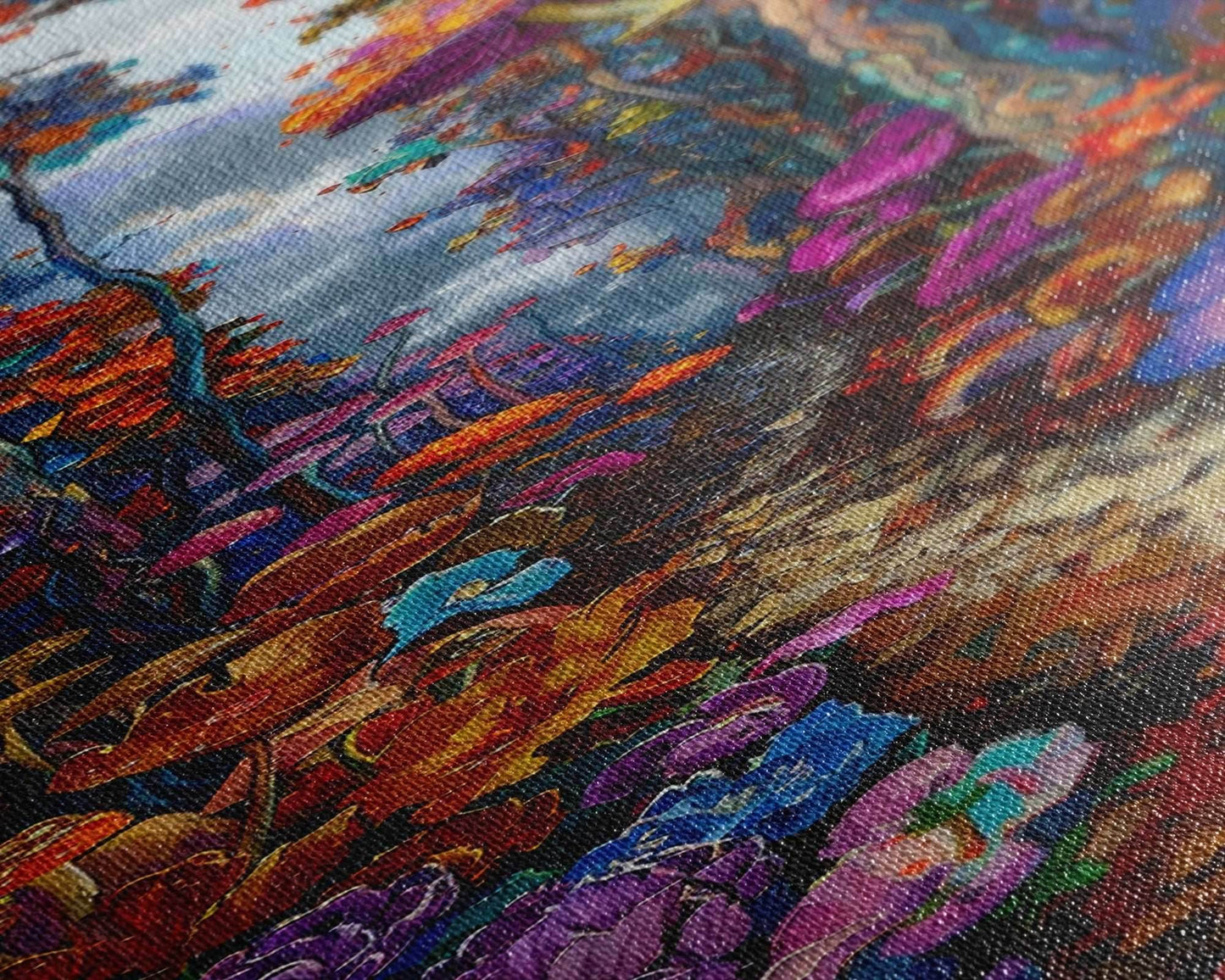 Fantasy Forest Pathway with Giant Mushrooms as Tall Skinny Art Framed Canvas Print for Whimsical Wall Decor in Unique Spaces - 10x30 Inches / Gallery Wrap Canvas - Ready To Hang