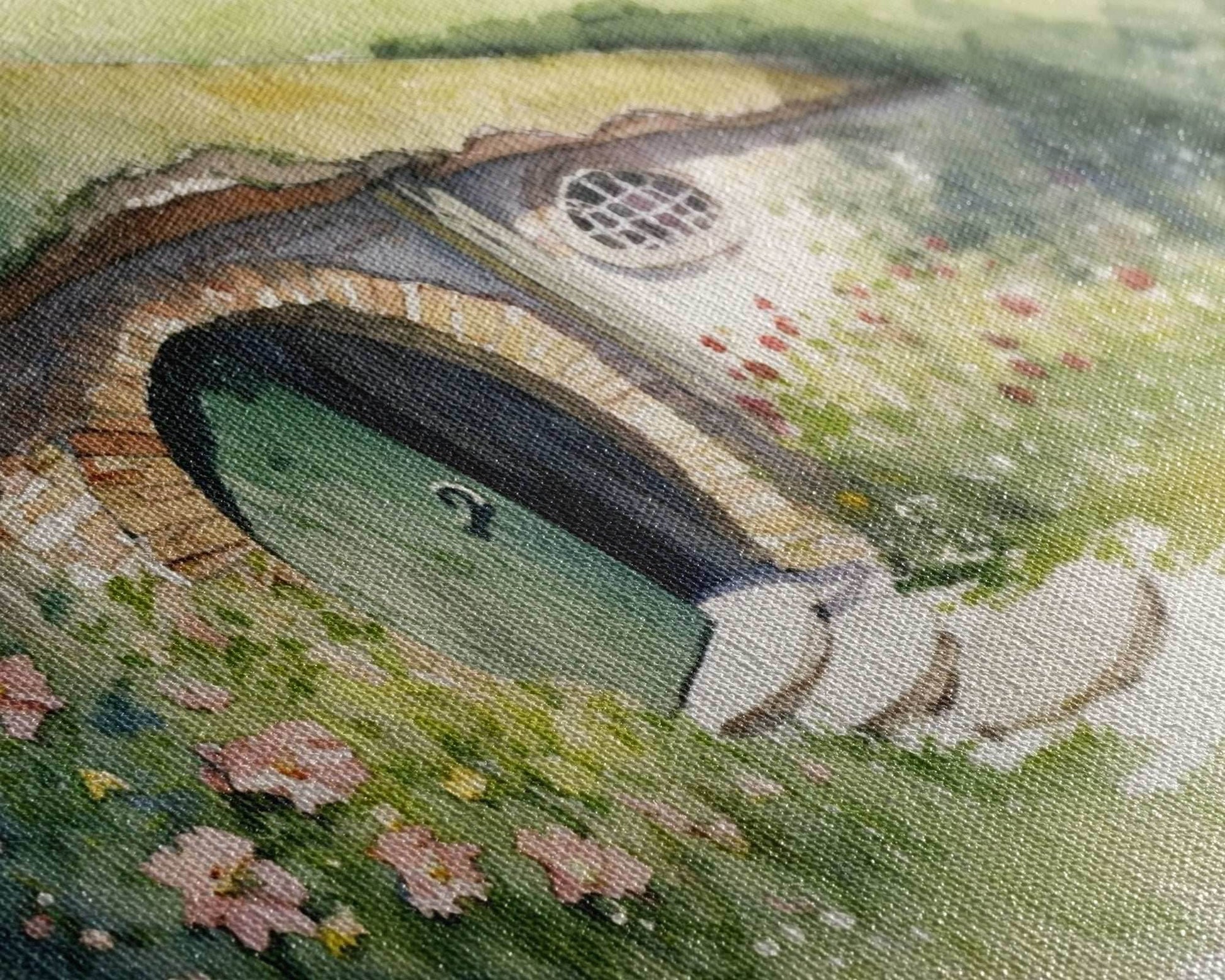 The Shire Oil Painting Print, Framed Wall Art, Hobbitcore Decor, Hobbit Hole Landscape Painting Print, Rings, Fantasy Painting - 8x12 Inches / Gallery Wrap Canvas - Ready To Hang