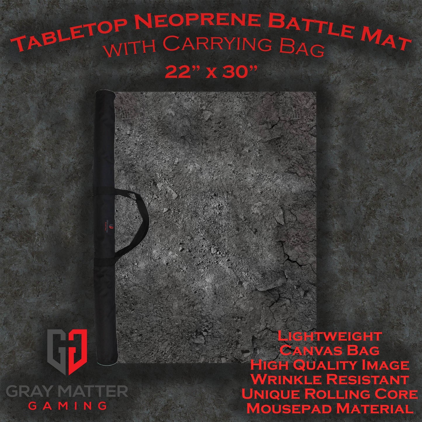 Ashen Wastelands - Neoprene Battle Mat - Warhammer, AoS, 40K, Kill Team, MCP, Shatterpoint, Legion, Deadzone, More - 22x30