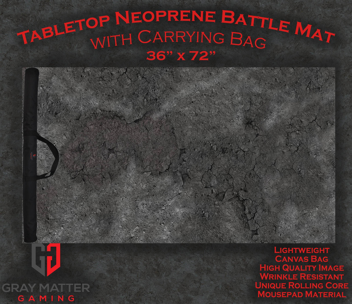 Ashen Wastelands - Neoprene Battle Mat - Warhammer, AoS, 40K, Kill Team, MCP, Shatterpoint, Legion, Deadzone, More - 36x72