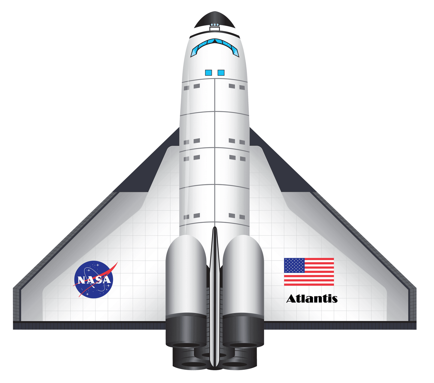 FlightZone Space Shuttle Atlantis 2D Nylon Kite, 52 Inches Wide - 