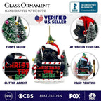 Christmas Tree Killer Funny Black Cat Glass Christmas Ornament, Whimsical Funny Tree Decor - 