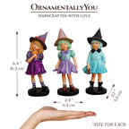 Mystical Victorian Witch Sisters Set of Three Figurines, Enchanted 6" Statues for a Bewitching Halloween Tabletop Display