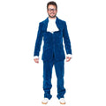 60's Groovy British Spy Funny Man Blue Suit Adult Halloween Costume Set Cosplay - S