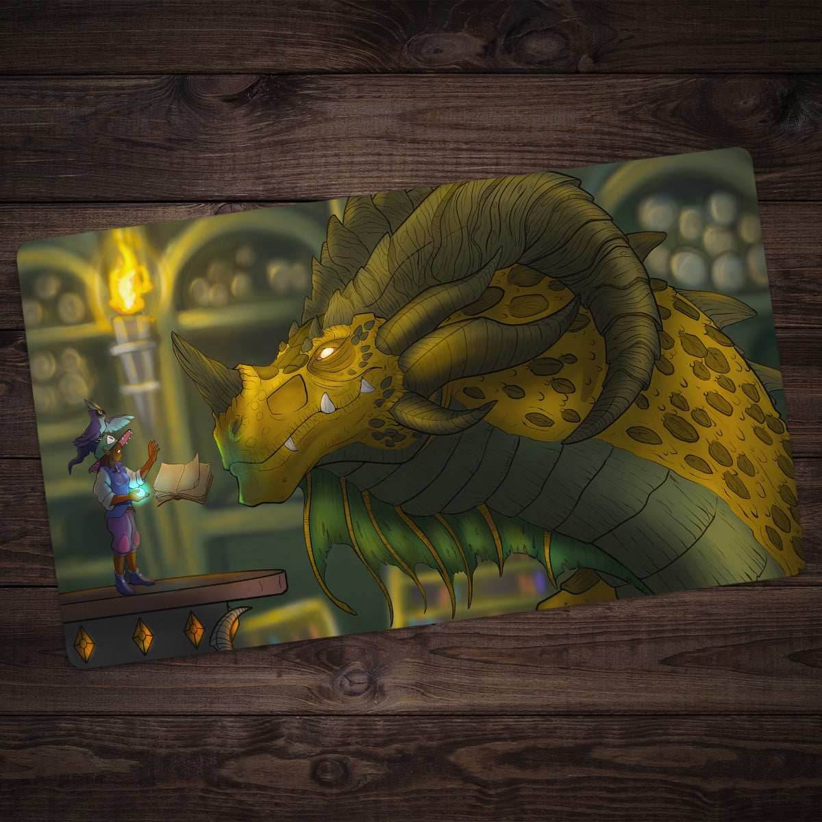 Book Dragon and Elf Playmat - Standard Playmat / Plain