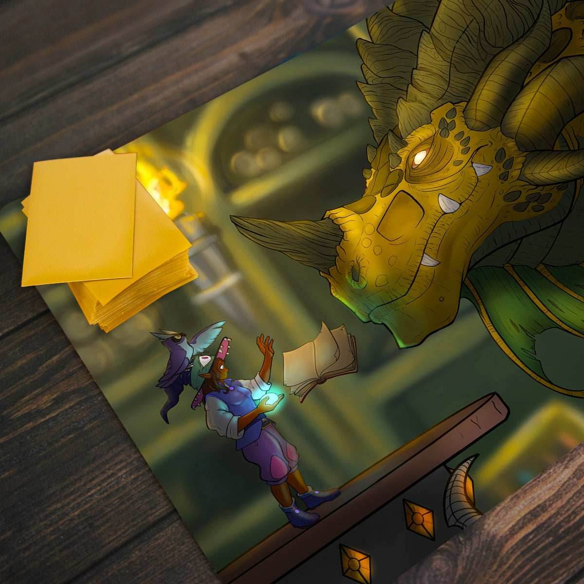 Book Dragon and Elf Playmat - Standard Playmat / Plain