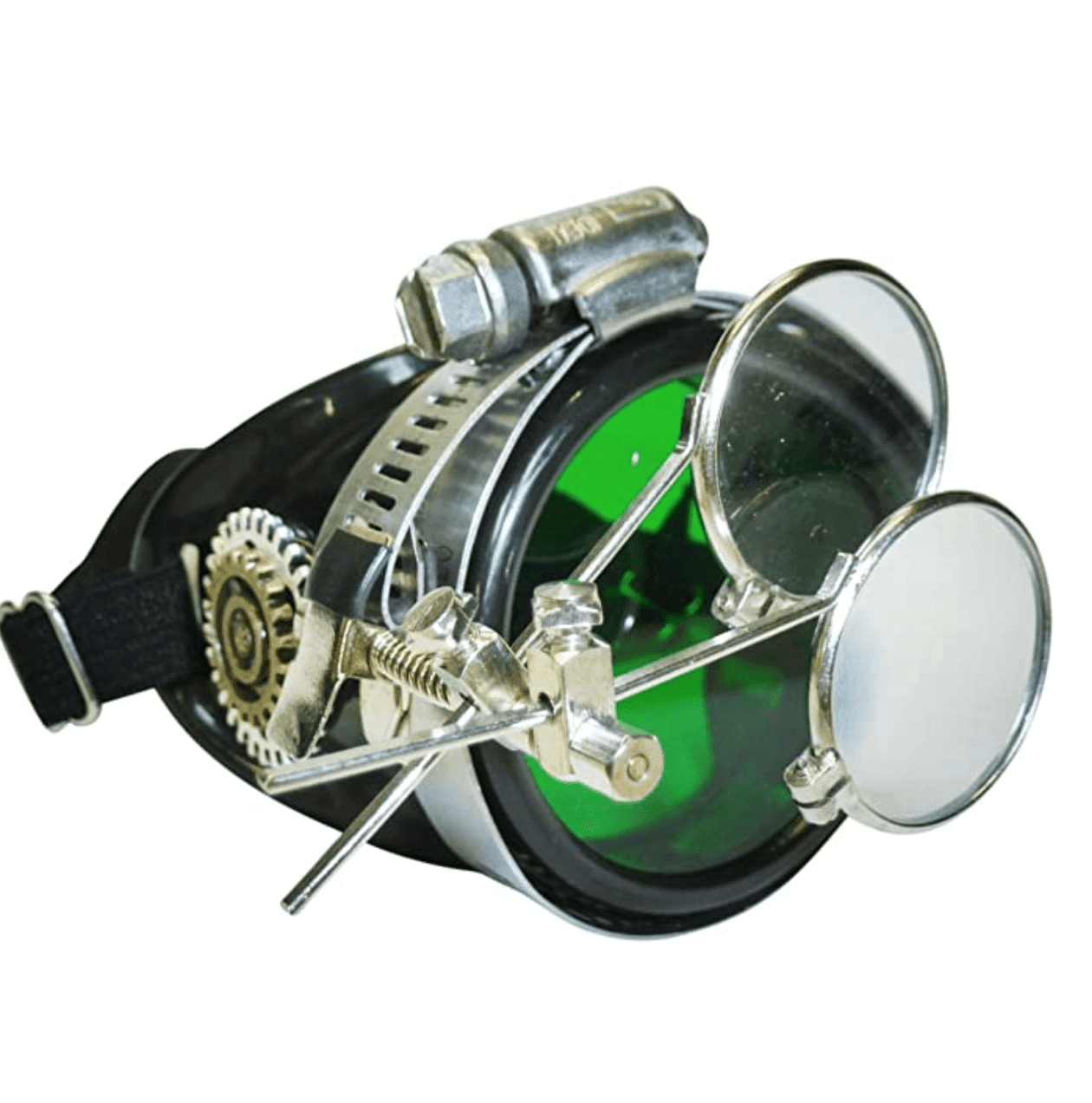 Airship captain pirate eyepatch monocle Rave goggle with magnifying eye loupes - green