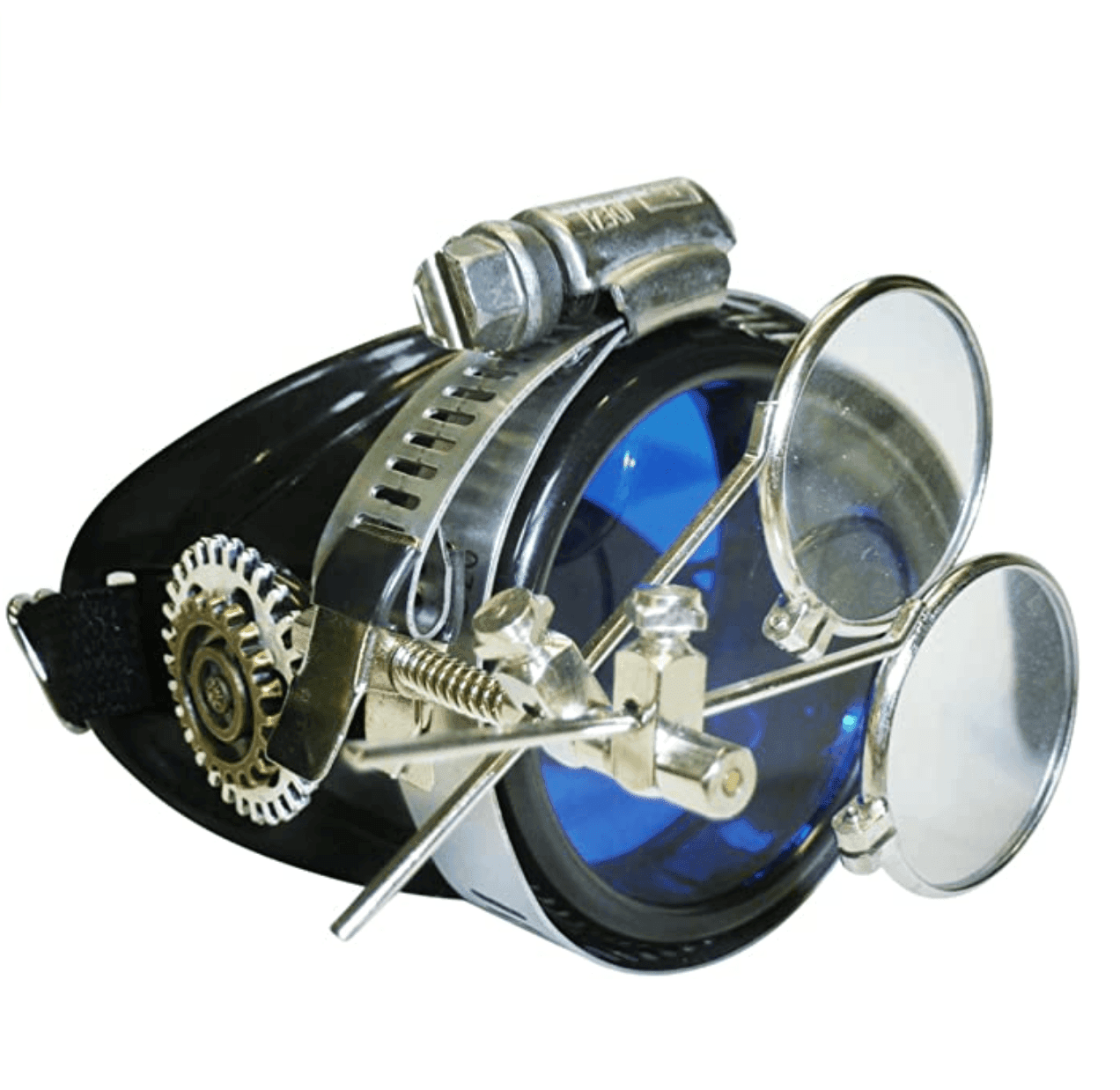 Airship captain pirate eyepatch monocle Rave goggle with magnifying eye loupes - red