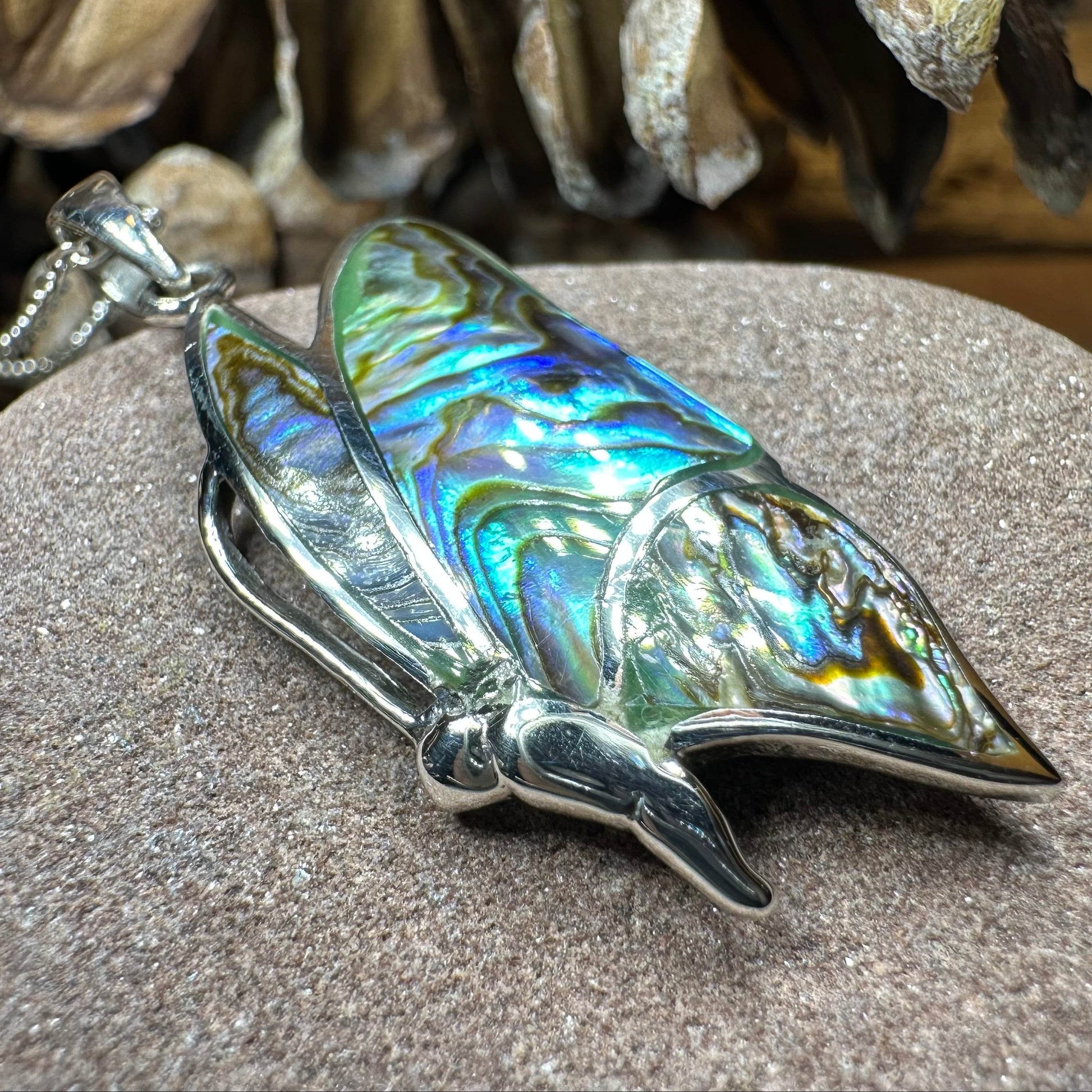 Sara Butterfly Necklace - blue abalone shell