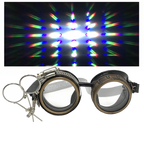 Steampunk Goggles with magnifying loupes UV glow neon blue prism diffraction lenses