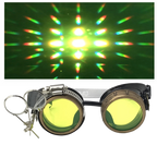 Steampunk Goggles with magnifying loupes UV glow neon blue prism diffraction lenses