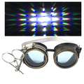 Steampunk Goggles with magnifying loupes UV glow neon blue prism diffraction lenses