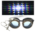 Steampunk Goggles with magnifying loupes UV glow neon blue prism diffraction lenses