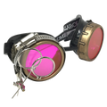 Steampunk Goggles with magnifying loupes UV glow neon orange lenses