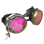 Steampunk Goggles with magnifying loupes UV glow neon orange lenses