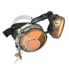 Steampunk Goggles with magnifying loupes UV glow neon orange lenses