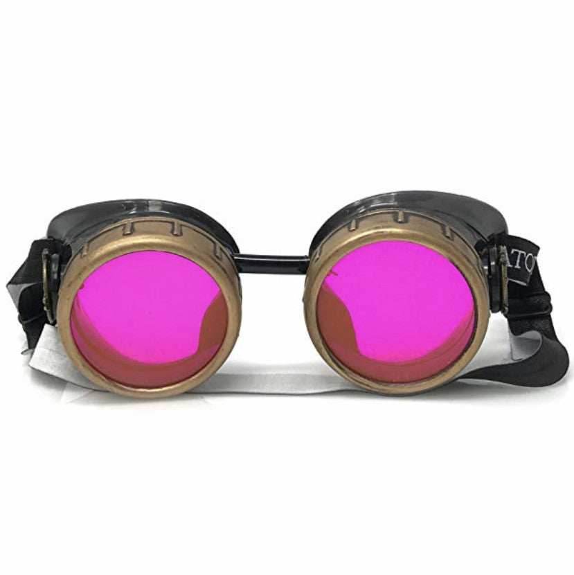 Vintage Aviator Goggles music festival DJ accessory - pink