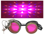 Steampunk Goggles with magnifying loupes UV glow neon blue prism diffraction lenses