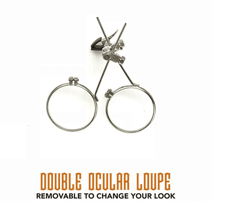 Steampunk Goggles with magnifying loupes UV glow neon orange prism diffraction lenses - 