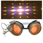 Steampunk Goggles with magnifying loupes UV glow neon blue prism diffraction lenses