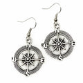Steampunk compass earrings silver or bronze