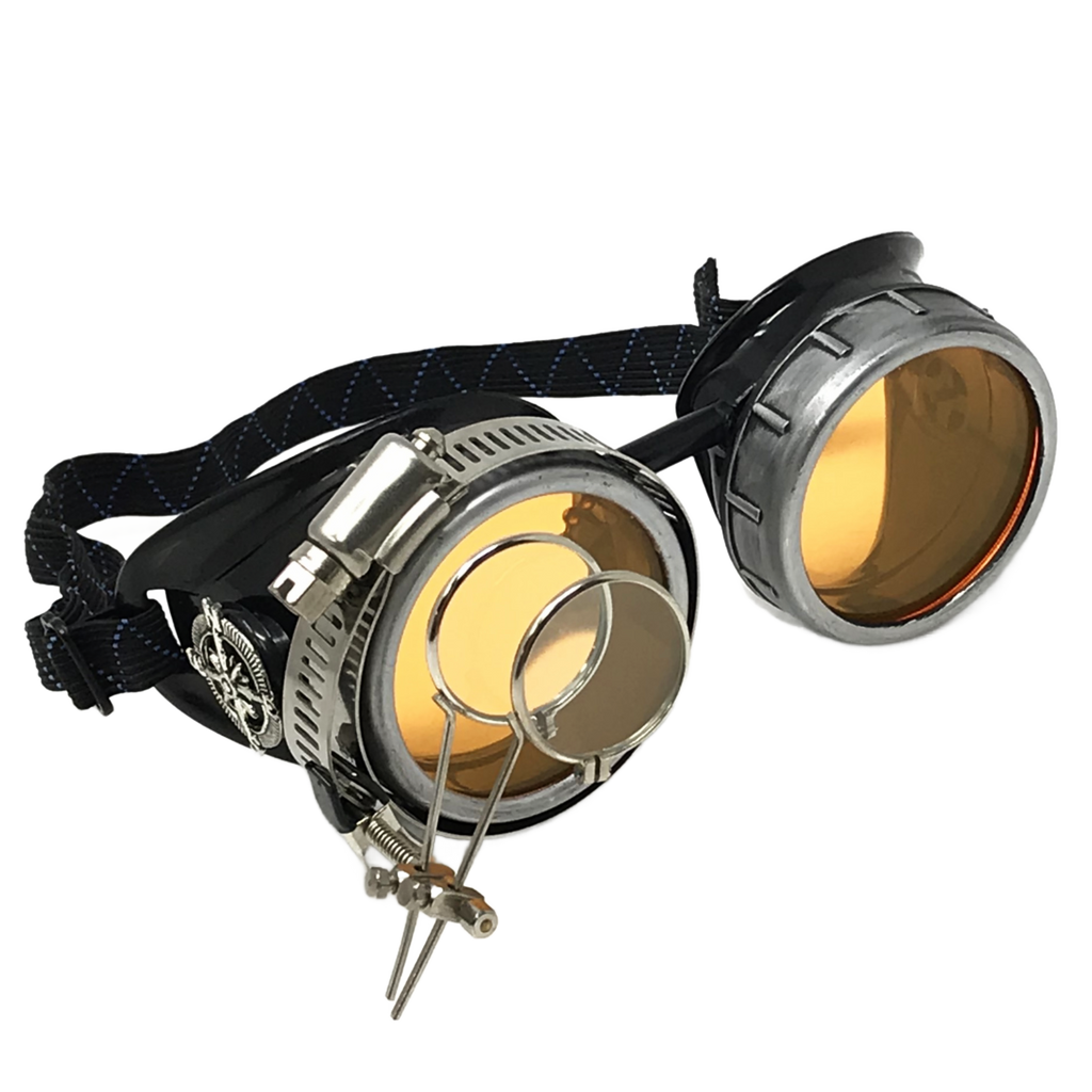 Steampunk Metallic Goggles with magnifying eye loupes pastel goth punk