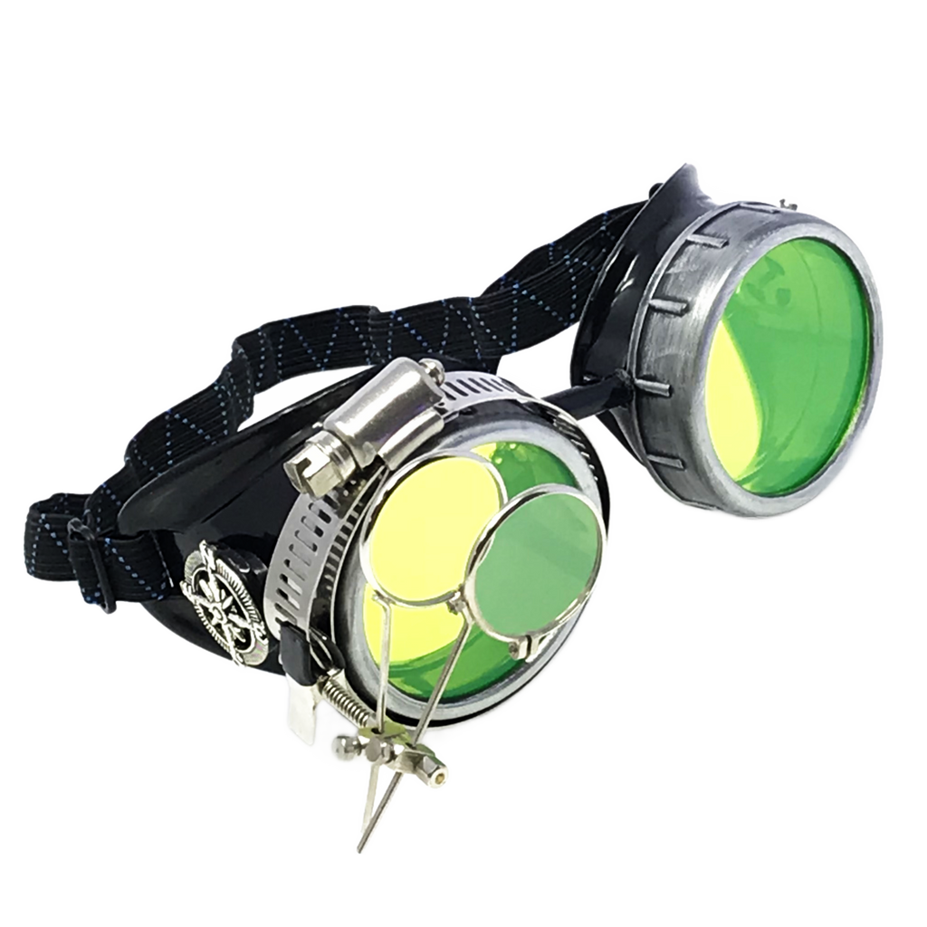 Steampunk Metallic Goggles with magnifying eye loupes pastel goth punk