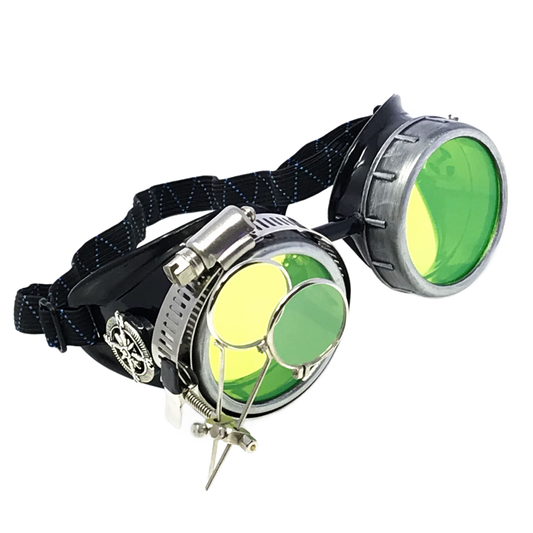 Steampunk Metallic Goggles with magnifying eye loupes pastel goth punk