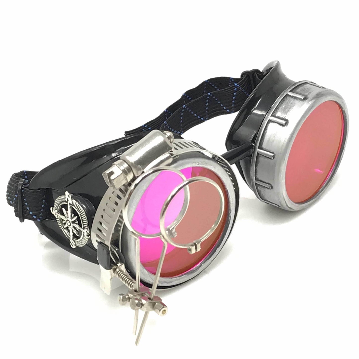 Steampunk Metallic Goggles with magnifying eye loupes pastel goth punk - pink