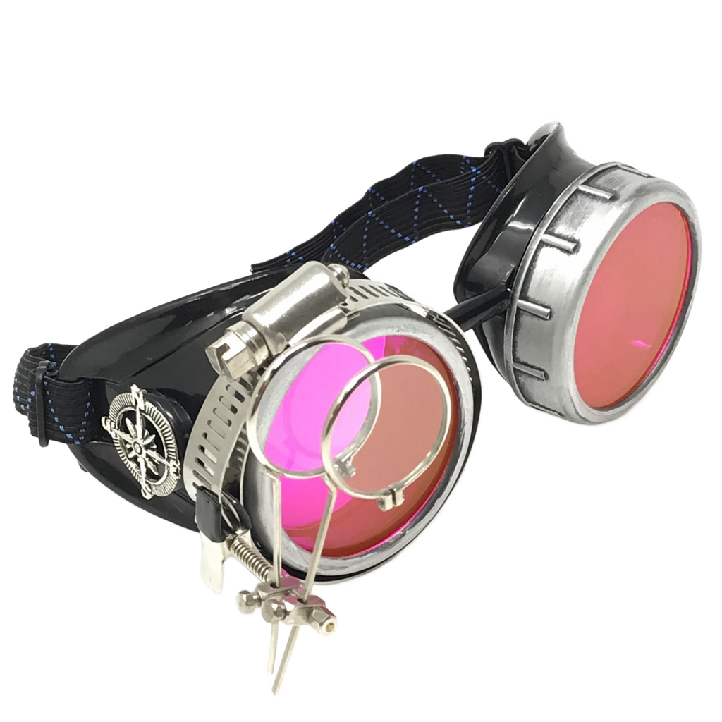 Steampunk Metallic Goggles with magnifying eye loupes pastel goth punk