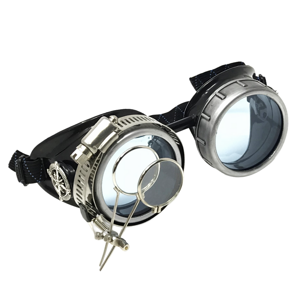 Steampunk Metallic Goggles with magnifying eye loupes pastel goth punk