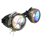 Steampunk Goggles with magnifying loupes UV glow neon orange lenses