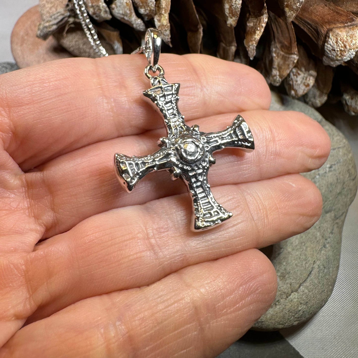 Saint Cuthbert Celtic Cross Necklace - 18