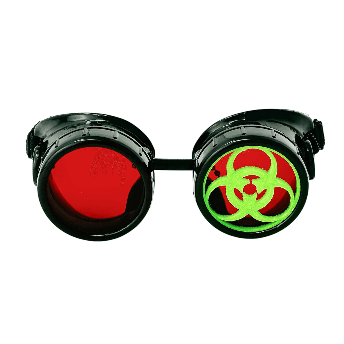 Steampunk Mad Scientist goggles biohazard cosplay glasses - red